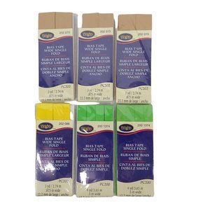 Wrights Bias Tape Single Fold Wide Bundle Of 6 Tan Green Glow Canary